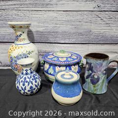 MaxSold Auction: Hand-Painted Blue & White Ceramic Vase, Pitcher & Covered Bowl Lot - Hatboro (Pennsylvania, USA) PARTNER MANAGED Estate Sale Online Auction - Jacksonville Road