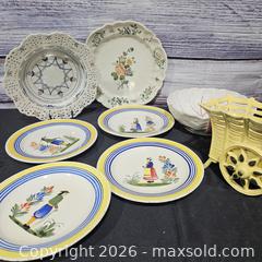 MaxSold Auction: Hand-Painted Quimper-Style Ceramic Set — 8 Pieces - Hatboro (Pennsylvania, USA) PARTNER MANAGED Estate Sale Online Auction - Jacksonville Road