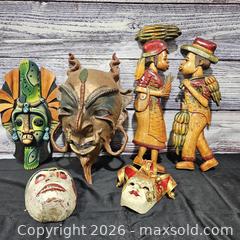 MaxSold Auction: Lot: Multiple Carved & Painted Wall Masks (3+) and Carved Figures - Hatboro (Pennsylvania, USA) PARTNER MANAGED Estate Sale Online Auction - Jacksonville Road