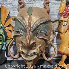 MaxSold Auction: Lot: Multiple Carved & Painted Wall Masks (3+) and Carved Figures - Hatboro (Pennsylvania, USA) PARTNER MANAGED Estate Sale Online Auction - Jacksonville Road