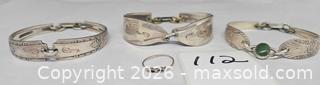 MaxSold Auction: Lot of 3 silvertone spoon bracelets, ring  - Hatboro (Pennsylvania, USA) PARTNER MANAGED Estate Sale Online Auction - Jacksonville Road