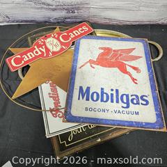 MaxSold Auction: Mixed Vintage Metal Wall Signs & Brass Tray - Mobilgas (4-6 Pieces) - Hatboro (Pennsylvania, USA) PARTNER MANAGED Estate Sale Online Auction - Jacksonville Road