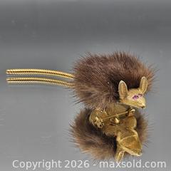 MaxSold Auction: Mouse Fur and Rhinestone Brooch in Gold Tone - Hatboro (Pennsylvania, USA) PARTNER MANAGED Estate Sale Online Auction - Jacksonville Road