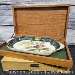 MaxSold Auction: Multicolor Floral Porcelain Serving Tray with Wooden Box & Wooden Flatware Box - Hatboro (Pennsylvania, USA) PARTNER MANAGED Estate Sale Online Auction - Jacksonville Road