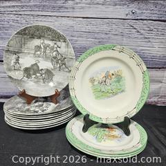 MaxSold Auction: Porcelain Dinner Plate Charger, Black & White Hunting Scene (9-10") - Hatboro (Pennsylvania, USA) PARTNER MANAGED Estate Sale Online Auction - Jacksonville Road