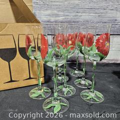 MaxSold Auction: Set of 6 Flora Hand-Painted Villeroy & Boch Floral Wine Glasses - Red & Green - Hatboro (Pennsylvania, USA) PARTNER MANAGED Estate Sale Online Auction - Jacksonville Road