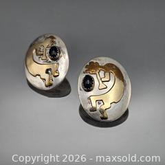 MaxSold Auction: Signed Sterling Silver Two-Tone Kokopelli Southwestern Earrings with Black Stone - Hatboro (Pennsylvania, USA) PARTNER MANAGED Estate Sale Online Auction - Jacksonville Road
