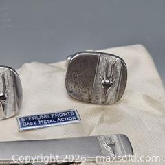 MaxSold Auction: Silver-Tone 3-Piece Cufflinks and Tie Clip Set - Hatboro (Pennsylvania, USA) PARTNER MANAGED Estate Sale Online Auction - Jacksonville Road