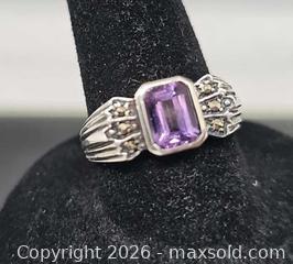 MaxSold Auction: Sterling silver amethyst, marcasite ring - Hatboro (Pennsylvania, USA) PARTNER MANAGED Estate Sale Online Auction - Jacksonville Road