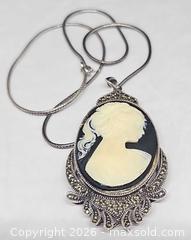 MaxSold Auction: Sterling silver and marcasite cameo pendant necklace  - Hatboro (Pennsylvania, USA) PARTNER MANAGED Estate Sale Online Auction - Jacksonville Road