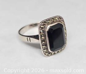 MaxSold Auction: Sterling silver,  black onyx,  marcasite ring  - Hatboro (Pennsylvania, USA) PARTNER MANAGED Estate Sale Online Auction - Jacksonville Road