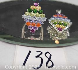 MaxSold Auction: Sterling silver Multi-colored stones ring and pendant in a diamond shape  - Hatboro (Pennsylvania, USA) PARTNER MANAGED Estate Sale Online Auction - Jacksonville Road