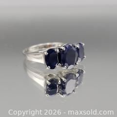 MaxSold Auction: Sterling Silver Oval Blue Sapphire Three-Stone Ring, Size 9 - Hatboro (Pennsylvania, USA) PARTNER MANAGED Estate Sale Online Auction - Jacksonville Road