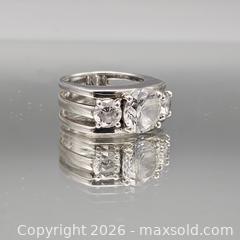 MaxSold Auction: Sterling Silver Three-Stone Ring with Round Cubic Zirconia - Hatboro (Pennsylvania, USA) PARTNER MANAGED Estate Sale Online Auction - Jacksonville Road