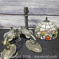 MaxSold Auction: Tiffany-Style Stained Glass Shade & Wall Sconces (Lot) - Hatboro (Pennsylvania, USA) PARTNER MANAGED Estate Sale Online Auction - Jacksonville Road