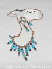 MaxSold Auction: Turquoise chips, bead necklace on leather strap, sterling clasp, matching earrings  - Hatboro (Pennsylvania, USA) PARTNER MANAGED Estate Sale Online Auction - Jacksonville Road