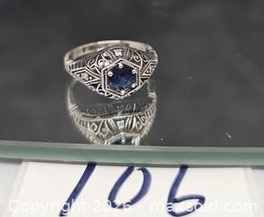 MaxSold Auction: Vintage Art Deco sterling silver blue sapphire filigree ring - Hatboro (Pennsylvania, USA) PARTNER MANAGED Estate Sale Online Auction - Jacksonville Road