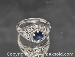 MaxSold Auction: Vintage Art Deco sterling silver blue sapphire filigree ring - Hatboro (Pennsylvania, USA) PARTNER MANAGED Estate Sale Online Auction - Jacksonville Road