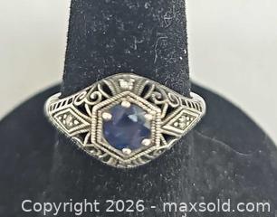 MaxSold Auction: Vintage Art Deco sterling silver blue sapphire filigree ring - Hatboro (Pennsylvania, USA) PARTNER MANAGED Estate Sale Online Auction - Jacksonville Road