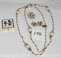 MaxSold Auction: Vintage Costume jewelry lot, Coro earrings, necklace, pin,pill box - Hatboro (Pennsylvania, USA) PARTNER MANAGED Estate Sale Online Auction - Jacksonville Road