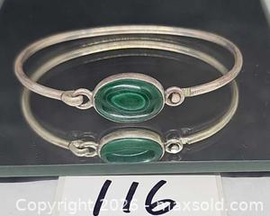 MaxSold Auction: Vintage Malachite Sterling Silver Hook Bangle Bracelet - Hatboro (Pennsylvania, USA) PARTNER MANAGED Estate Sale Online Auction - Jacksonville Road
