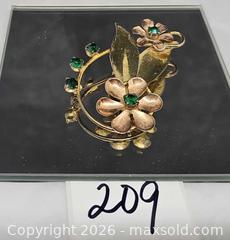 MaxSold Auction: Vintage Sterling Silver, Rose & Yellow Gold Flowers Green Stones Brooch - Hatboro (Pennsylvania, USA) PARTNER MANAGED Estate Sale Online Auction - Jacksonville Road