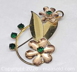 MaxSold Auction: Vintage Sterling Silver, Rose & Yellow Gold Flowers Green Stones Brooch - Hatboro (Pennsylvania, USA) PARTNER MANAGED Estate Sale Online Auction - Jacksonville Road