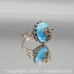 MaxSold Auction: Vintage Sterling Silver Turquoise Ring with Marcasite - Hatboro (Pennsylvania, USA) PARTNER MANAGED Estate Sale Online Auction - Jacksonville Road