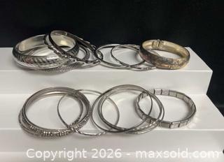 MaxSold Auction: Silver-Tone Bracelet & Bangle Lot – Mixed Textures - Campbell (California, USA) PARTNER MANAGED Estate Sale Online Auction - Dell Avenue