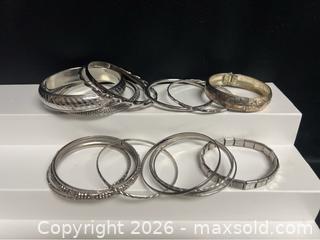 MaxSold Auction: Silver-Tone Bracelet & Bangle Lot – Mixed Textures - Campbell (California, USA) PARTNER MANAGED Estate Sale Online Auction - Dell Avenue