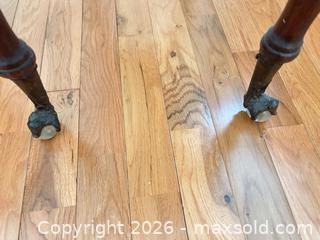 MaxSold Auction: Antique Dark Brown Solid Wood End Table with Lower Shelf - Austin (Texas, USA) SELLER MANAGED Moving Online Auction - Cedarcliffe Drive