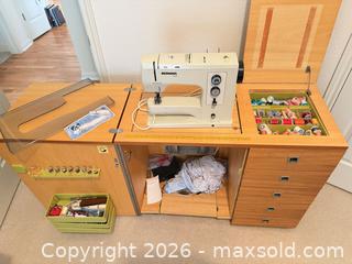 MaxSold Auction: Bernina Sewing Cabinet with Machine and Accessories - Austin (Texas, USA) SELLER MANAGED Moving Online Auction - Cedarcliffe Drive