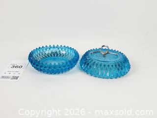 MaxSold Auction: Vintage Indiana Glass Blue Diamond Point Covered Dish - Toronto (Ontario, Canada) PARTNER MANAGED Downsizing Online Auction - Esandar Drive (STORAGE)