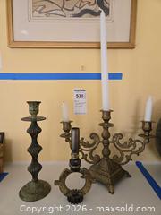 MaxSold Auction: 3 Brass/Gold-Tone Candle Holders & Accessories - Baltimore (Maryland, USA) PARTNER MANAGED Estate Sale Online Auction - Ken Oak Road
