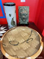 MaxSold Auction: Glazed Pottery & Metal Serving Bowl, Tall Vase, Green Face Plaque, mirrors - Baltimore (Maryland, USA) PARTNER MANAGED Estate Sale Online Auction - Ken Oak Road