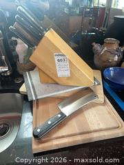 MaxSold Auction: Kitchen Lot: Wood cuttlery Block & Wood Cutting Board - Baltimore (Maryland, USA) PARTNER MANAGED Estate Sale Online Auction - Ken Oak Road