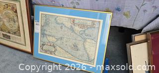 MaxSold Auction: Lot of 2 Framed World Map Prints (Double Hemisphere & Pacific) - Baltimore (Maryland, USA) PARTNER MANAGED Estate Sale Online Auction - Ken Oak Road