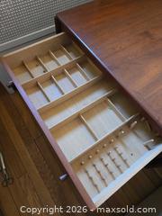 MaxSold Auction: Mid-Century Drop Leaf Sewing/Side Table, Teak Tone - Baltimore (Maryland, USA) PARTNER MANAGED Estate Sale Online Auction - Ken Oak Road