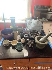 MaxSold Auction: Mixed Ceramic and Stone Mugs, Mortar & Pestle, Bowls & Vases - Baltimore (Maryland, USA) PARTNER MANAGED Estate Sale Online Auction - Ken Oak Road