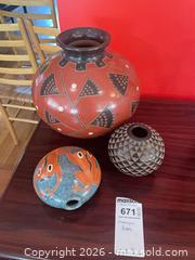 MaxSold Auction: Nicaraguan Hand-Painted Decorative bases - 3 pieces  - Baltimore (Maryland, USA) PARTNER MANAGED Estate Sale Online Auction - Ken Oak Road