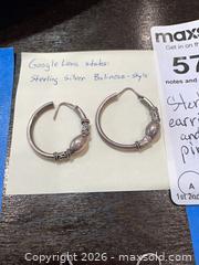 MaxSold Auction: Sterling Silver Jewelry Lot: Hoop, Dangle Earrings & Brooch - Baltimore (Maryland, USA) PARTNER MANAGED Estate Sale Online Auction - Ken Oak Road