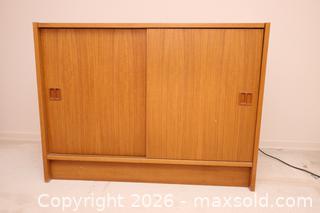 MaxSold Auction: Mid-Century Modern Teak Wood-Veneer Sideboard with Sliding Doors - London (Ontario, Canada) SELLER MANAGED Estate Sale Online Auction - Berkshire Court (CONDO)