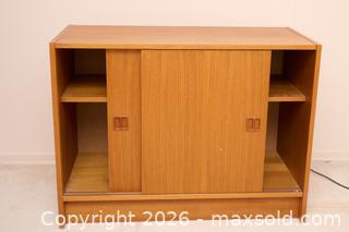 MaxSold Auction: Mid-Century Modern Teak Wood-Veneer Sideboard with Sliding Doors - London (Ontario, Canada) SELLER MANAGED Estate Sale Online Auction - Berkshire Court (CONDO)