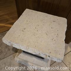 MaxSold Auction: CLASSIC TRAVERTINE STONE PLANT STAND WITH METAL FRAME - Toronto (Ontario, Canada) SELLER MANAGED Downsizing Online Auction - St Edmunds Drive