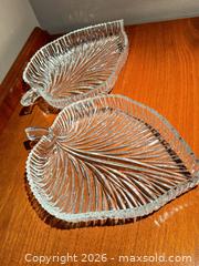 MaxSold Auction: Two Mikasa Crystal Leaf Plates  - Los Angeles (California, USA) PARTNER MANAGED Estate Sale Online Auction - Shoup Avenue (CONDO)
