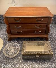 MaxSold Auction: Vintage Wood Jewelry Box, Embossed Metal Box, & Glass Ring Holder - Los Angeles (California, USA) PARTNER MANAGED Estate Sale Online Auction - Shoup Avenue (CONDO)