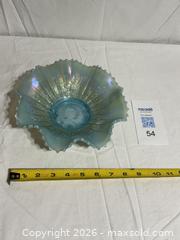 MaxSold Auction: Antique Ice Blue Pastel Northwoods Carnival Glass GOOD LUCK Base  - Ottawa (Ontario, Canada) SELLER MANAGED Downsizing Online Auction - Prince Albert Street