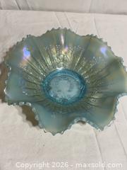MaxSold Auction: Antique Ice Blue Pastel Northwoods Carnival Glass GOOD LUCK Base  - Ottawa (Ontario, Canada) SELLER MANAGED Downsizing Online Auction - Prince Albert Street