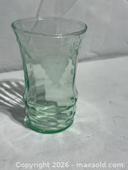 MaxSold Auction: Lot of 3 Uranium Glass Drinking Glasses Grape Pattern  - Ottawa (Ontario, Canada) SELLER MANAGED Downsizing Online Auction - Prince Albert Street