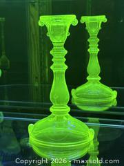 MaxSold Auction: Vintage Imperial Glass Vaseline Uranium Glass Candlestick Holder  - Ottawa (Ontario, Canada) SELLER MANAGED Downsizing Online Auction - Prince Albert Street